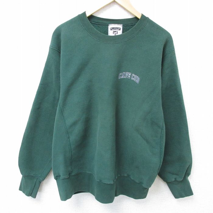 【50%OFF】XL★古着 リー Lee 長袖 スウェット メンズ ケープコッド クルーネック USA製 濃緑 グリーン 25may29 中古 スエット トレーナー トップス