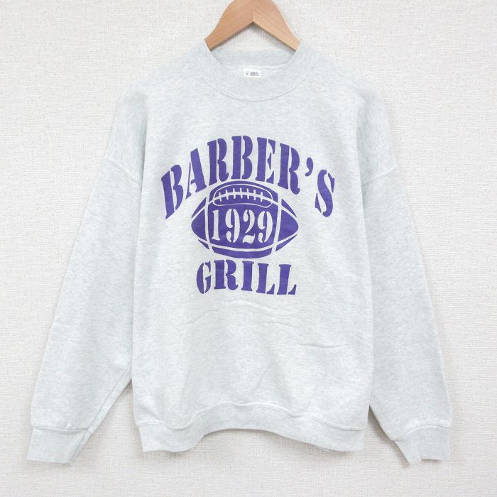 XL★古着 フルーツオブザルーム 長袖 スウェット メンズ 90年代 90s アメフト クルーネック 薄グレー 霜降り 25may29 中古 スエット トレーナー トップス
