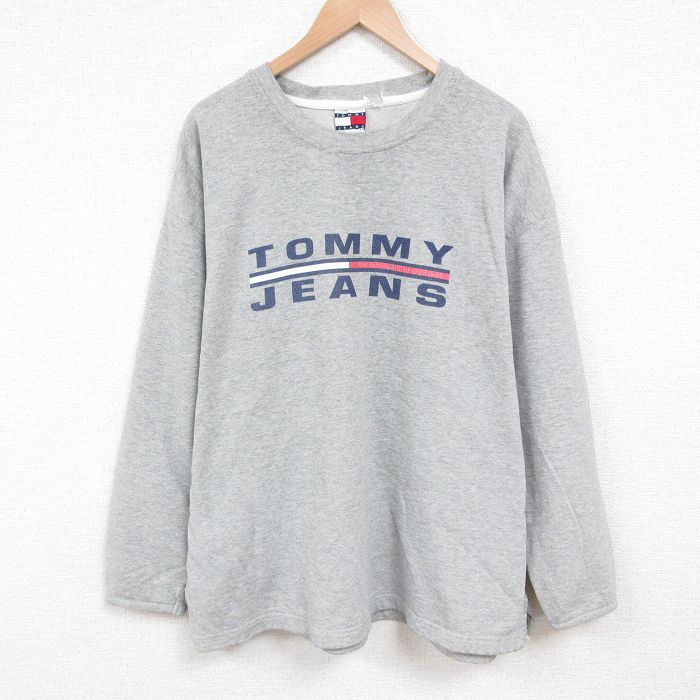 【50%OFF】トミーヒルフィガー 90s 長袖スウェット ビッグロゴ グレー XL | 古着