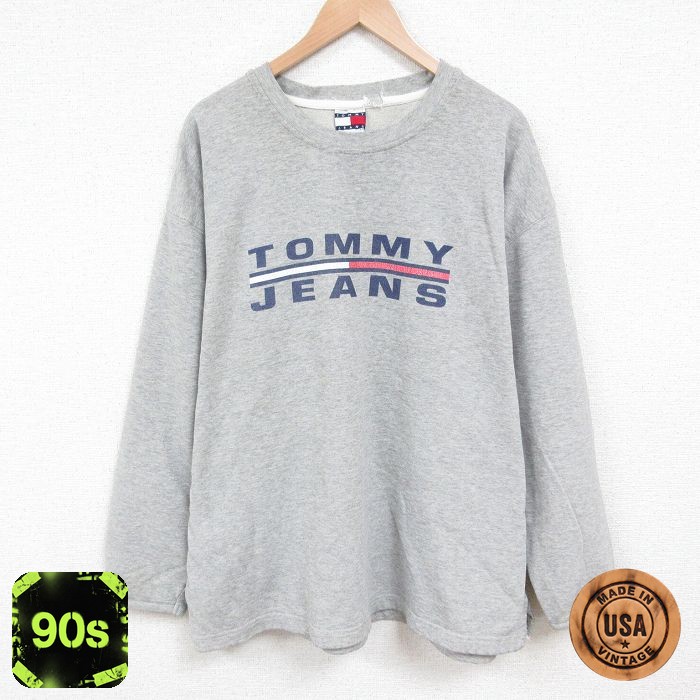 トミーヒルフィガー 90s 長袖スウェット ビッグロゴ グレー XL | 古着