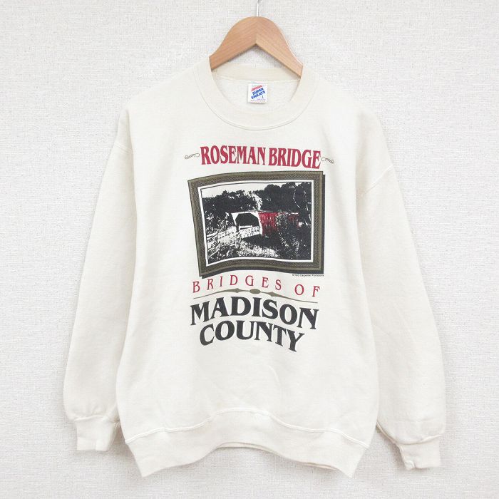 L★古着 ジャージーズ 長袖 スウェット メンズ 90年代 90s ローズマンブリッジ クルーネック USA製 薄ベージュ カーキ 25may29 中古 スエット トレーナー トップス