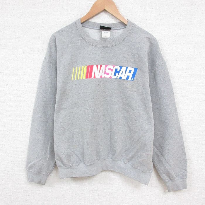 L★古着 長袖 スウェット メンズ 00年代 00s NASCAR クルーネック グレー 霜降り 25may29 中古 スエット トレーナー トップス