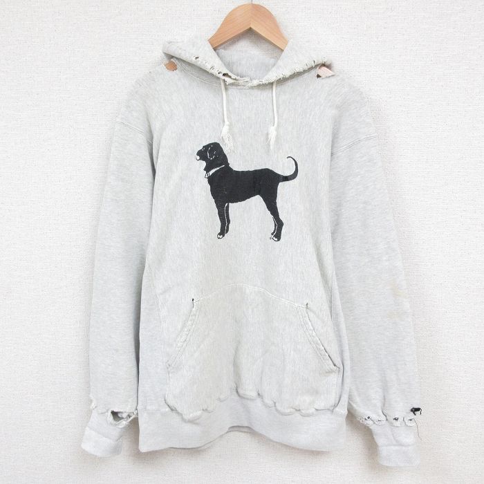 XL★古着 ケルスポーツ 長袖 スウェット パーカー メンズ 90年代 90s The Black Dog ボロ USA製 薄グレー 霜降り 【spe】 25may29 中古 スエット トレーナー トップス