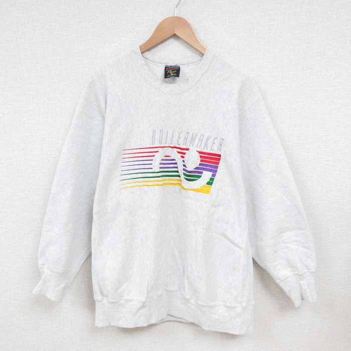 XL★古着 長袖 スウェット メンズ 90年代 90s BOILERMAKER クルーネック 薄グレー 霜降り 25jun04 中古 スエット トレーナー トップス