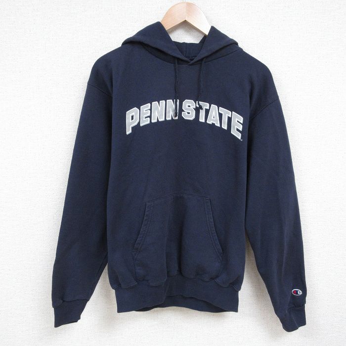 M★古着 チャンピオン champion 長袖 スウェット パーカー メンズ 00年代 00s PENN 紺 ネイビー 25jun04 中古 スエット トレーナー トップス