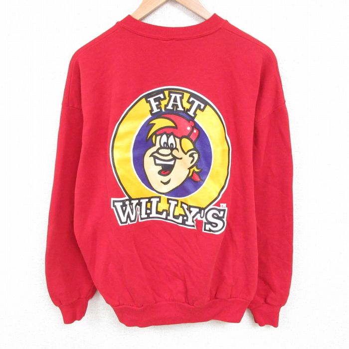 【20%OFF】XL★古着 ジャージーズ 長袖 スウェット メンズ 90年代 90s FAT クルーネック USA製 赤 レッド 25jun03 中古 スエット トレーナー トップス
