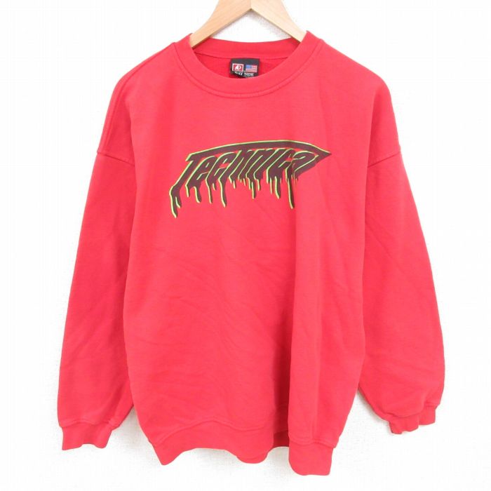 【20%OFF】XL★古着 長袖 スウェット メンズ 00年代 00s テクニカル クルーネック USA製 赤 レッド 25jun03 中古 スエット トレーナー トップス