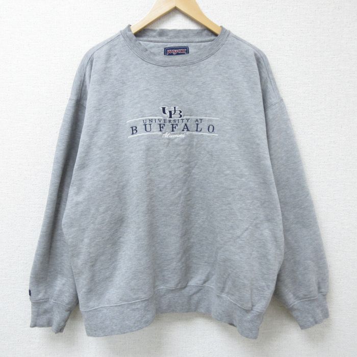 【50%OFF】XL★古着 ジャンスポーツ 長袖 スウェット メンズ 00年代 00s UB 大きいサイズ クルーネック グレー 霜降り 25may30 中古 スエット トレーナー トップス