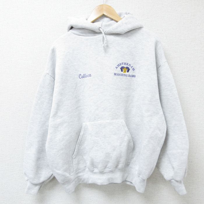 【50%OFF】XL★古着 ジャージーズ 長袖 スウェット パーカー メンズ 90年代 90s アムステルダム USA製 薄グレー 霜降り 25may30 中古 スエット トレーナー トップス