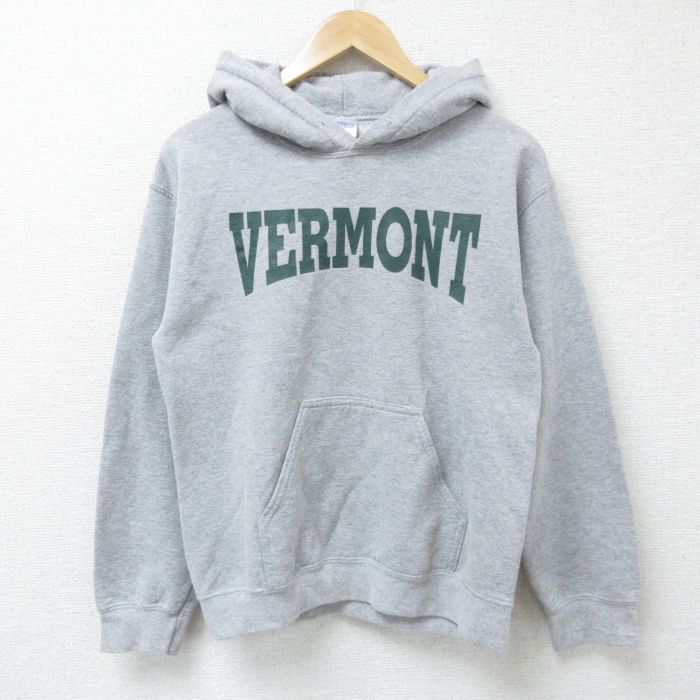 S★古着 長袖 スウェット パーカー メンズ 00年代 00s バーモント グレー 霜降り 25may30 中古 スエット トレーナー トップス