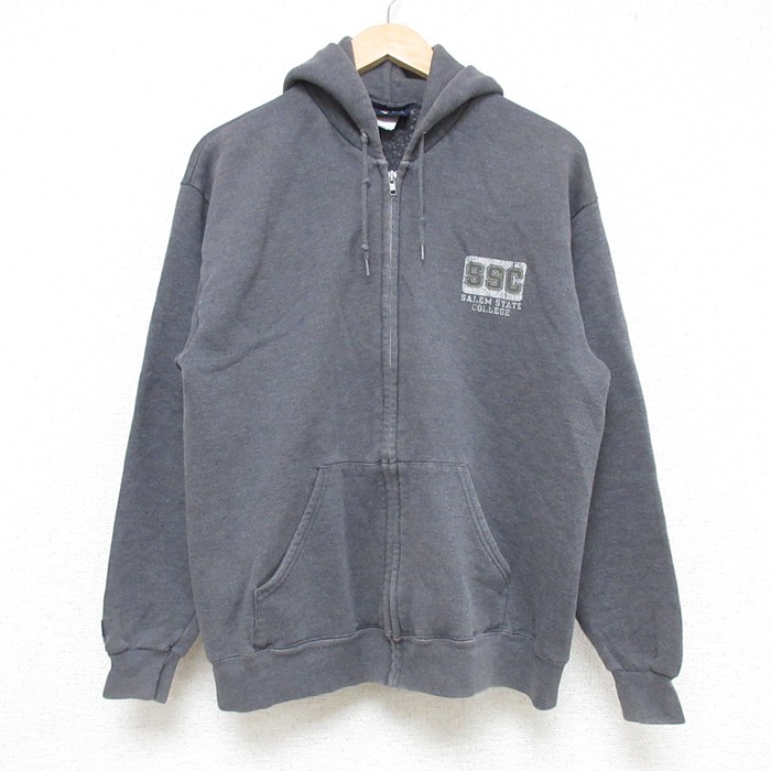 【50%OFF】M★古着 ジャンスポーツ 長袖 フルジップ スウェット パーカー メンズ 00年代 00s SSC 濃グレー 霜降り 25may31 中古 スエット トレーナー トップス