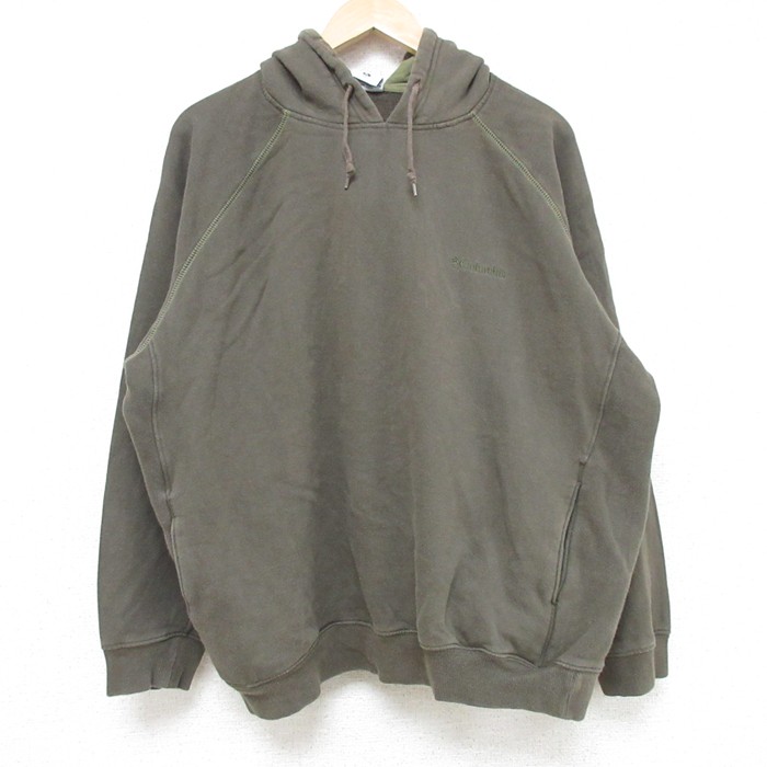 XL★古着 コロンビア COLUMBIA 長袖 スウェット パーカー メンズ 00年代 00s ワンポイントロゴ ラグラン クルーネック 薄緑 グリーン 25may31 中古 スエット トレーナー トップス