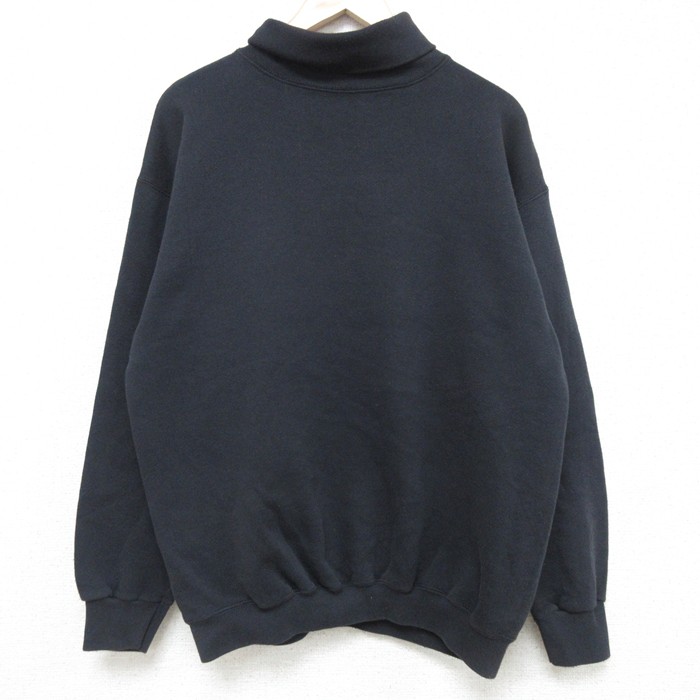【50%OFF】L★古着 長袖 スウェット メンズ 90年代 90s 無地 タートルネック ハイネック USA製 黒 ブラック 【spe】 25may31 中古 スエット トレーナー トップス