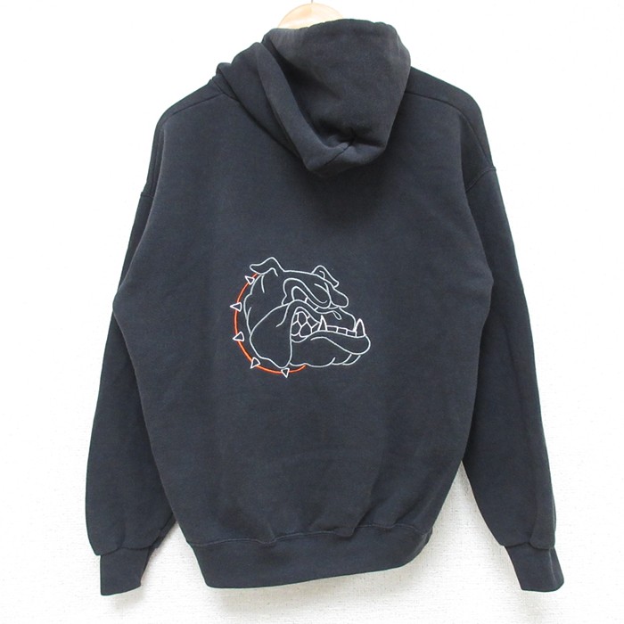 【20%OFF】M★古着 リー Lee 長袖 スウェット パーカー メンズ 00年代 00s ブルドッグ 黒 ブラック 25may31 中古 スエット トレーナー トップス