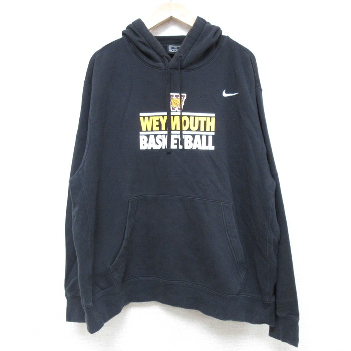 XL★古着 ナイキ NIKE 長袖 スウェット パーカー メンズ バスケットボール 大きいサイズ 黒 ブラック 25may31 中古 スエット トレーナー トップス