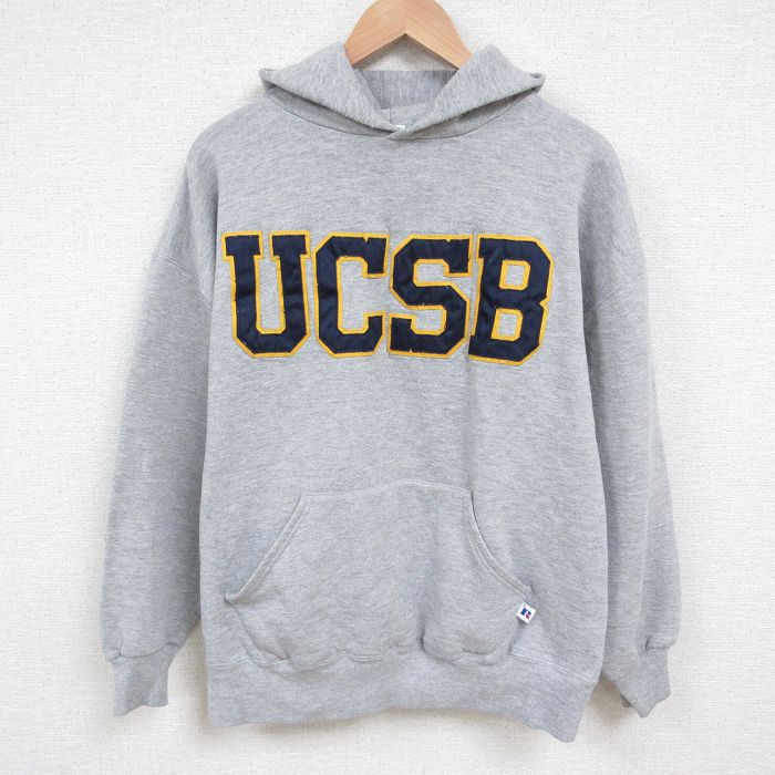 XL★古着 ラッセル 長袖 スウェット パーカー メンズ 00年代 00s UCSB グレー 霜降り 25jun02 中古 スエット トレーナー トップス