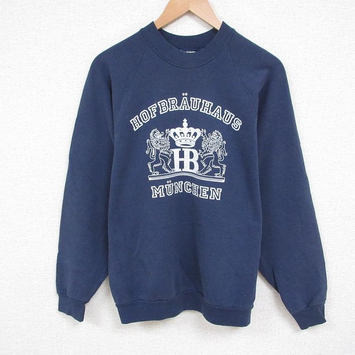 M★古着 スクリーンスターズ 長袖 スウェット メンズ 90年代 90s ミュンヘン クルーネック 紺 ネイビー 25jun02 中古 スエット トレーナー トップス