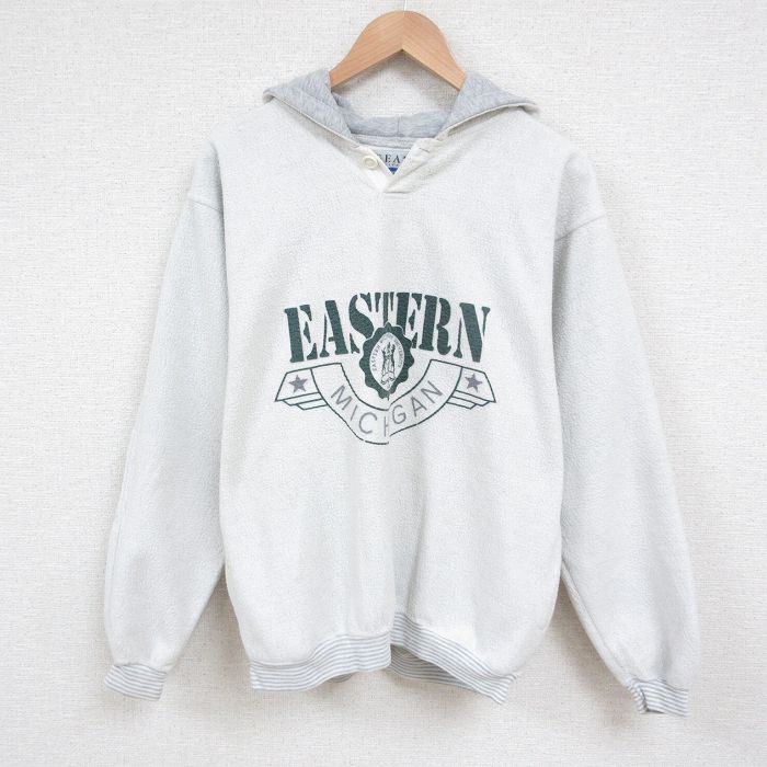 90s 長袖スウェットパーカー ミシガン ホワイト L | 古着