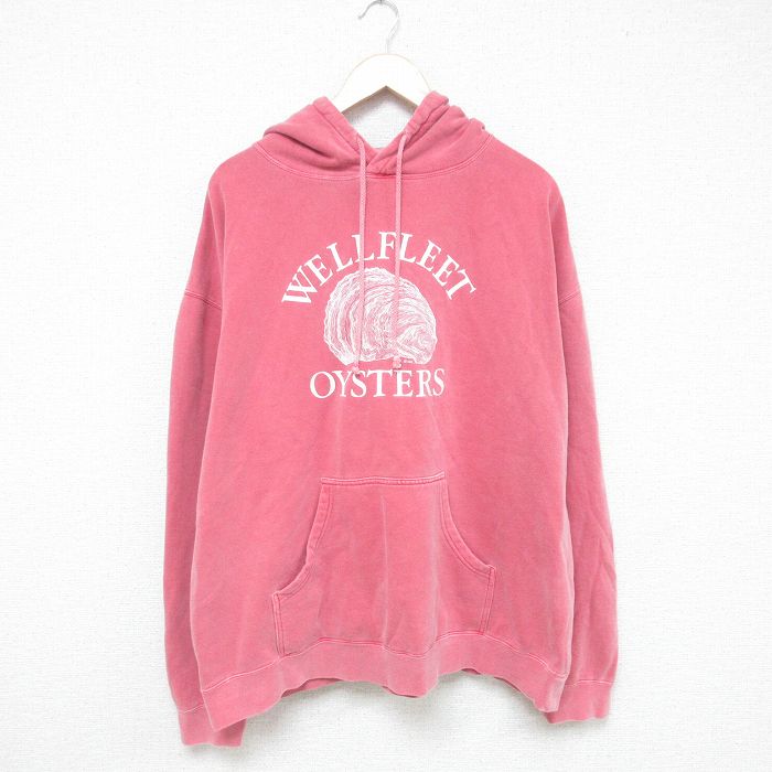 XL★古着 長袖 スウェット パーカー メンズ オイスター 大きいサイズ 薄ピンク 25jun04 中古 スエット トレーナー トップス