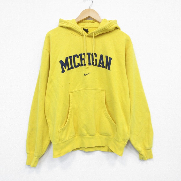 XL★古着 ナイキ NIKE 長袖 スウェット パーカー メンズ 00年代 00s ミシガン 刺繍 黄 イエロー 25oct01 中古 スエット トレーナー トップス