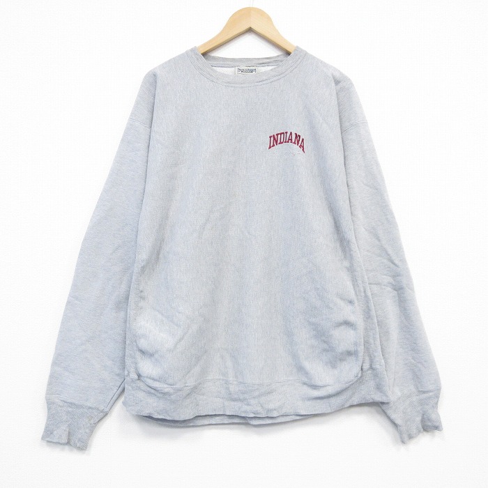 【20%OFF】XL★古着 STEVE&BARRYS 長袖 スウェット メンズ 大きいサイズ クルーネック 薄グレー 霜降り 25oct01 中古 スエット トレーナー トップス