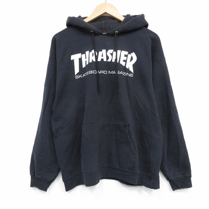 L★古着 スラッシャー 長袖 スウェット パーカー メンズ ビッグロゴ 黒 ブラック 25oct01 中古 スエット トレーナー トップス