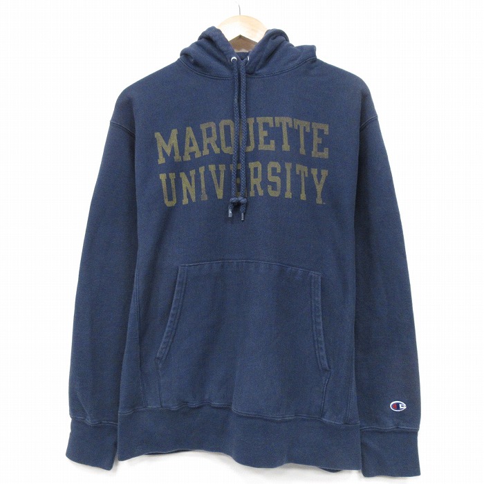 L★古着 長袖 チャンピオン Champion リバースウィーブ メンズ 00年代 00s MAROUETTE パーカー 紺 ネイビー 25oct03 中古 スエット トレーナー トップス