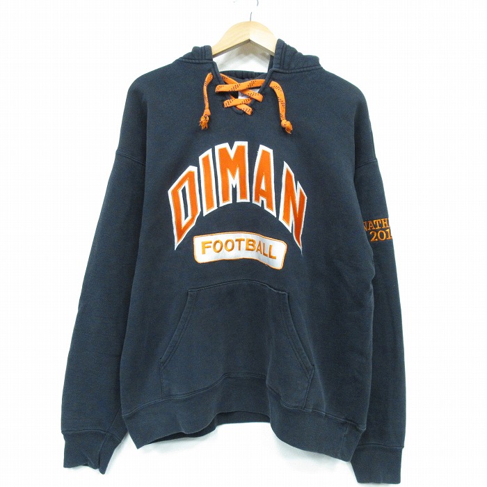 XL★古着 長袖 スウェット パーカー メンズ DIMAN USA製 黒 ブラック 25oct03 中古 スエット トレーナー トップス
