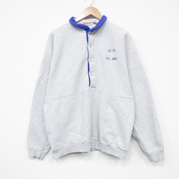 XL★古着 Wear Guard 長袖 スウェット メンズ 00年代 00s ANGB 襟付き 薄グレー 霜降り 25oct02 中古 スエット トレーナー トップス