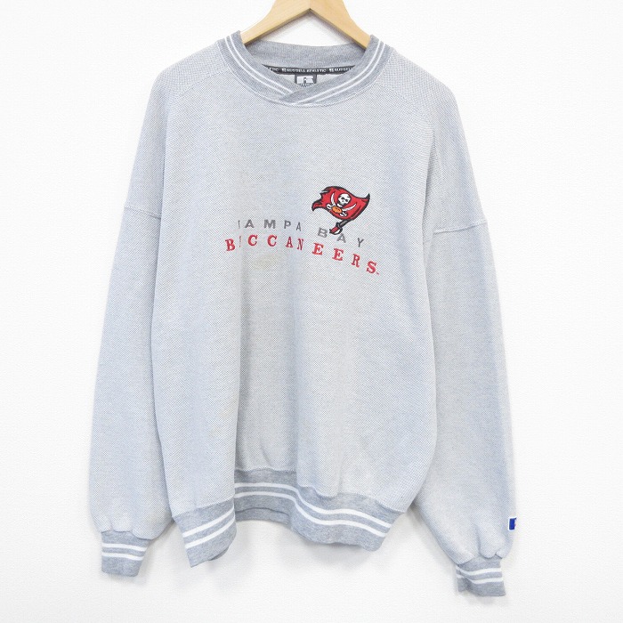 ラッセル 90s 長袖スウェット NFL タンパベイバッカニアーズ刺繍 グレー XL | 古着