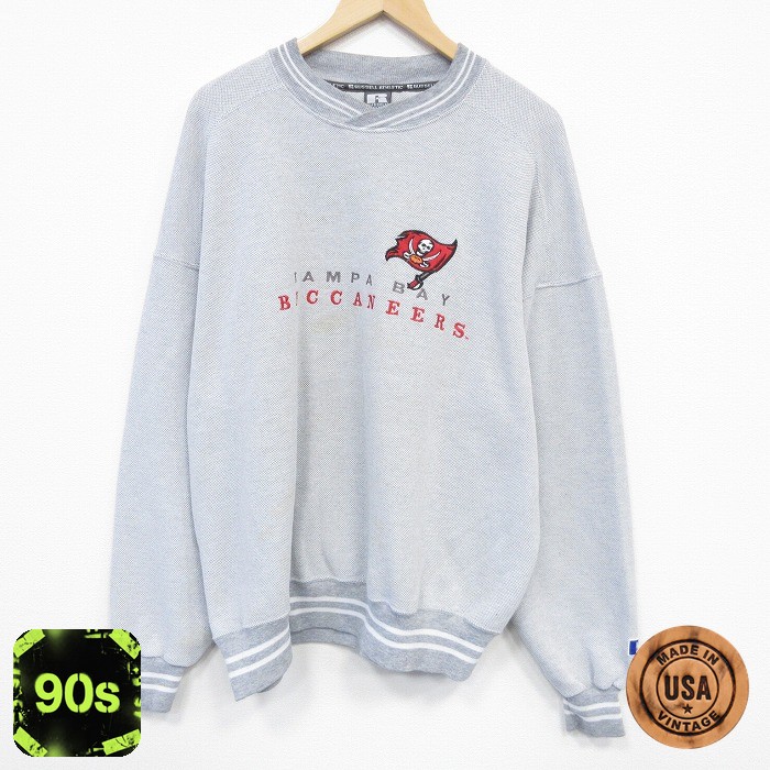 ラッセル 90s 長袖スウェット NFL タンパベイバッカニアーズ刺繍 グレー XL | 古着
