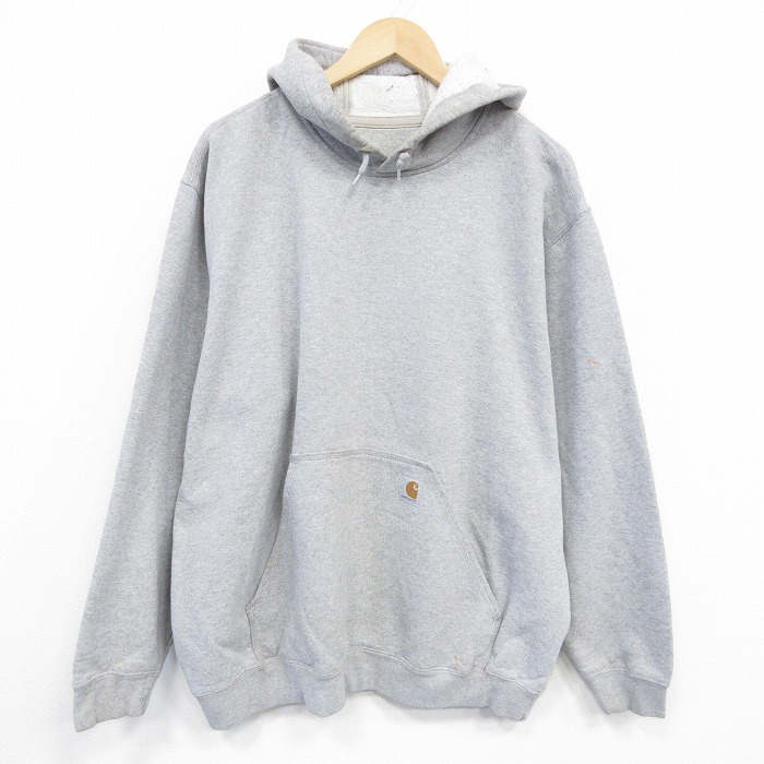 XL★古着 カーハート Carhartt 長袖 スウェット パーカー メンズ 無地 大きいサイズ グレー 霜降り 25oct02 中古 スエット トレーナー トップス
