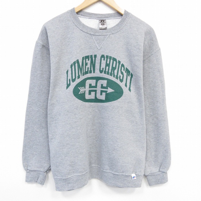 L★古着 ラッセル 長袖 スウェット メンズ LUMEN クルーネック グレー 霜降り 25oct02 中古 スエット トレーナー トップス
