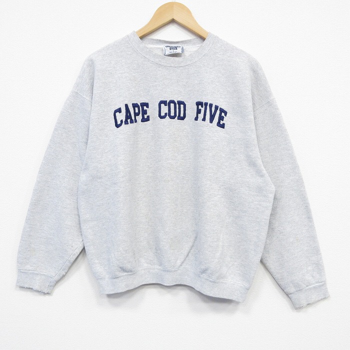L★古着 リー Lee 長袖 スウェット メンズ 90年代 90s ケープコッド 刺繍 クルーネック USA製 薄グレー 霜降り 25oct04 中古 スエット トレーナー トップス