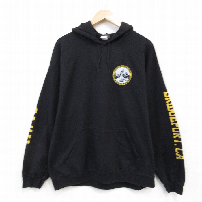 XL★古着 MVスポーツ 長袖 スウェット パーカー メンズ ミリタリー USMC 黒 ブラック 25oct03 中古 スエット トレーナー トップス