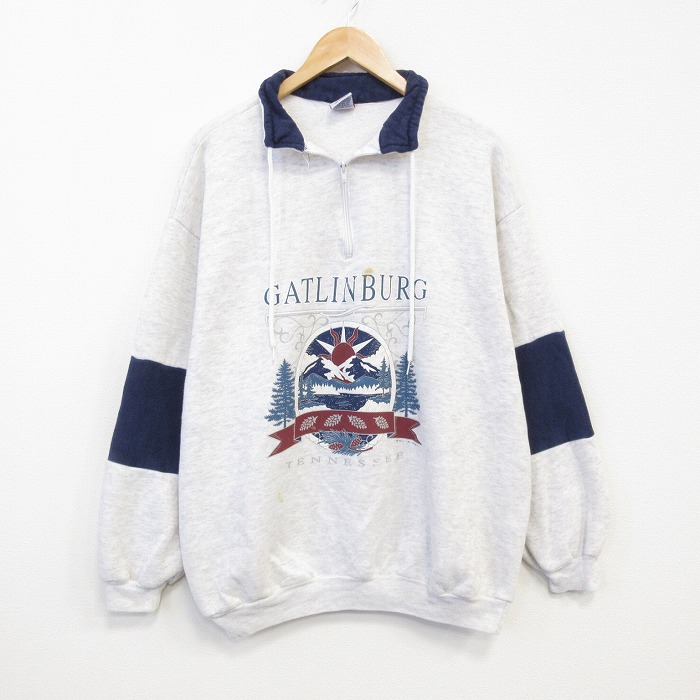 ハーフジップスウェット 90s テネシー グレー XL | 古着
