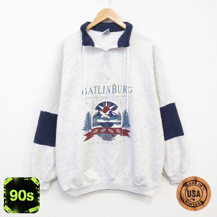 ハーフジップスウェット 90s テネシー グレー XL | 古着