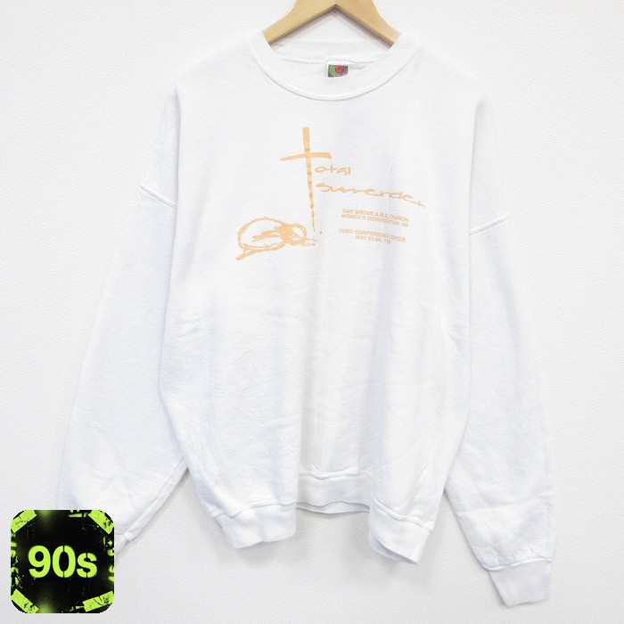 【50%OFF】フルーツオブザルーム 90s 長袖スウェット 教会 ホワイト XL | 古着