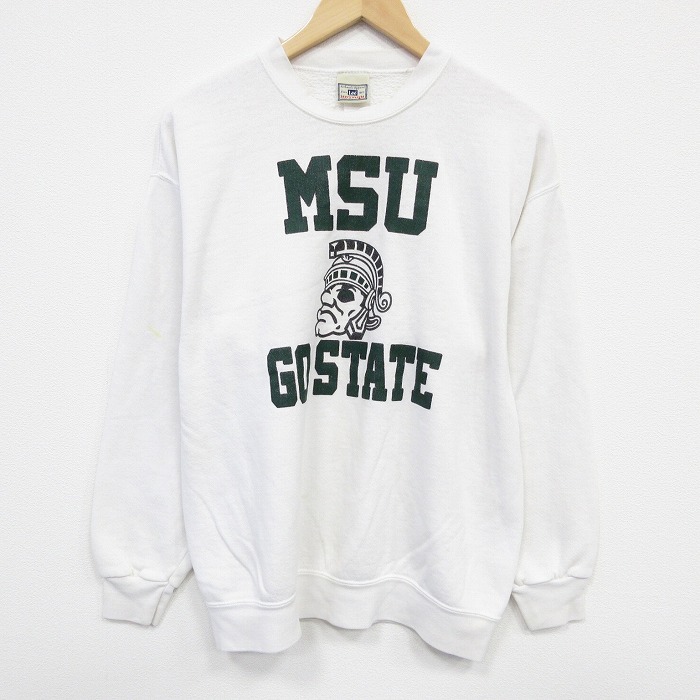 リー 00s 長袖スウェット MSU ホワイト L | 古着