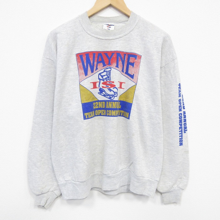 L★古着 ジャージーズ 長袖 スウェット メンズ 90年代 90s WAYNE クルーネック USA製 グレー 霜降り 25oct07 中古 スエット トレーナー トップス