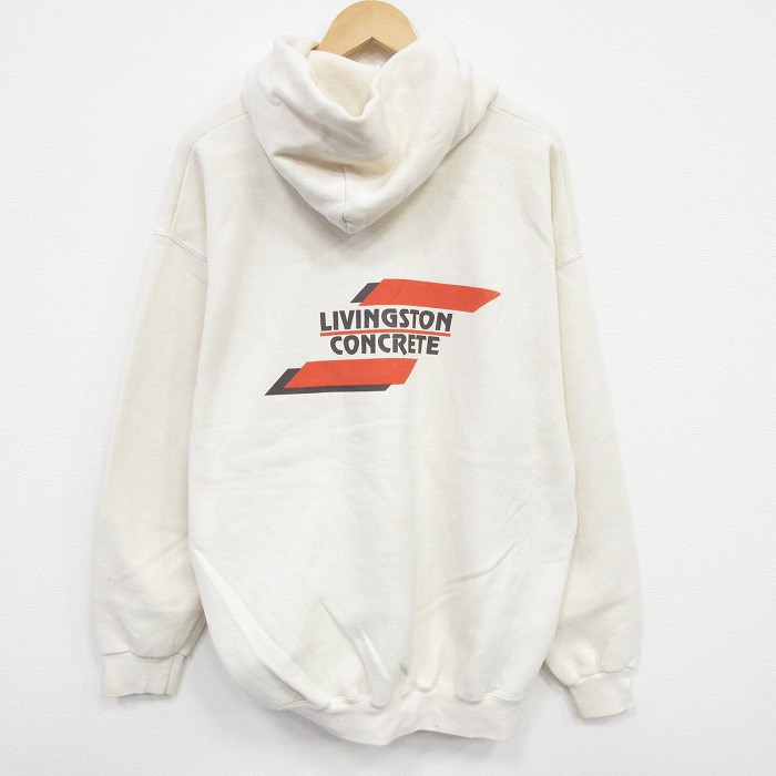 XL★古着 リー Lee 長袖 スウェット パーカー メンズ 90年代 90s LIVINGSTON USA製 薄ベージュ カーキ 25oct07 中古 スエット トレーナー トップス