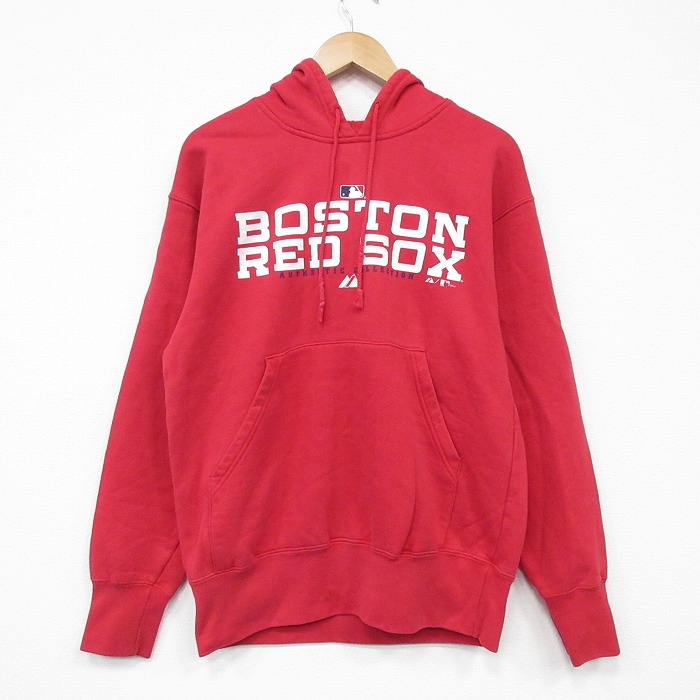 L★古着 長袖 スウェット パーカー メンズ 00年代 00s MLB ボストンレッドソックス 赤 レッド メジャーリーグ ベースボール 野球 25oct06 中古 スエット トレーナー トップス
