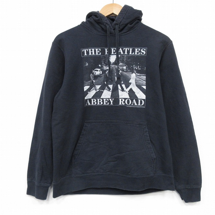 M★古着 長袖 ロック バンド スウェット パーカー メンズ ビートルズ The Beatles 黒 ブラック 【spe】 25oct06 中古 スエット トレーナー トップス