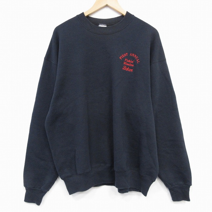 XL★古着 フルーツオブザルーム 長袖 スウェット メンズ 90年代 90s Baker クルーネック USA製 黒 ブラック 25oct10 中古 スエット トレーナー トップス