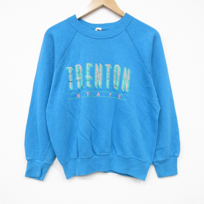 M★古着 長袖 スウェット メンズ 80年代 80s TRENTON ラグラン クルーネック 水色 25oct30 中古 スエット トレーナー トップス