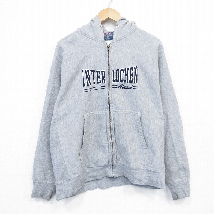 L★古着 長袖 フルジップ スウェット パーカー メンズ 00年代 00s INTER グレー 霜降り 25oct11 中古 スエット トレーナー トップス