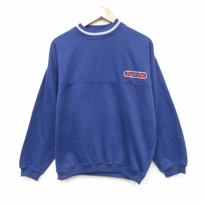 L★古着 ビューグルボーイ 長袖 スウェット メンズ 00年代 00s ワンポイントロゴ クルーネック 紺 ネイビー 25oct11 中古 スエット トレーナー トップス
