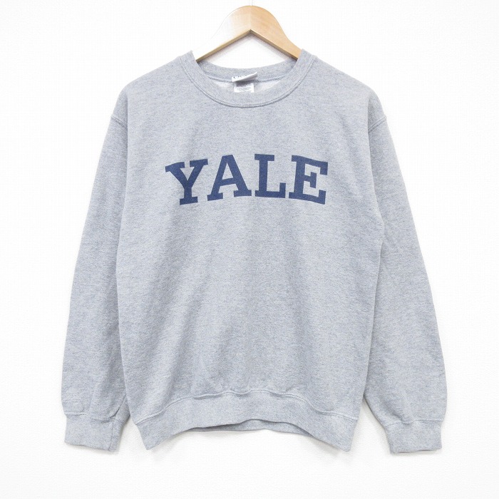 S★古着 長袖 スウェット メンズ イェール YALE クルーネック グレー 霜降り 25oct11 中古 スエット トレーナー トップス