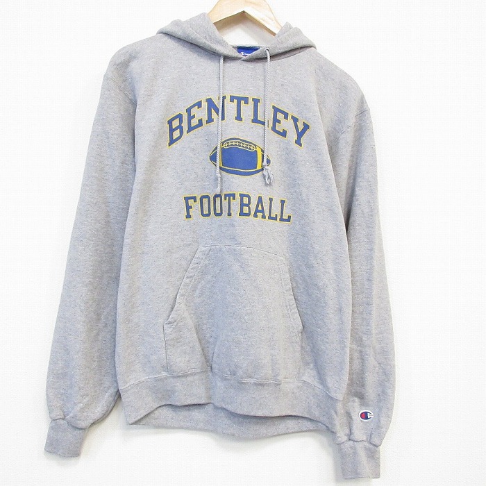 M★古着 チャンピオン champion 長袖 スウェット パーカー メンズ 00年代 00s フットボール グレー 霜降り 25oct21 中古 スエット トレーナー トップス