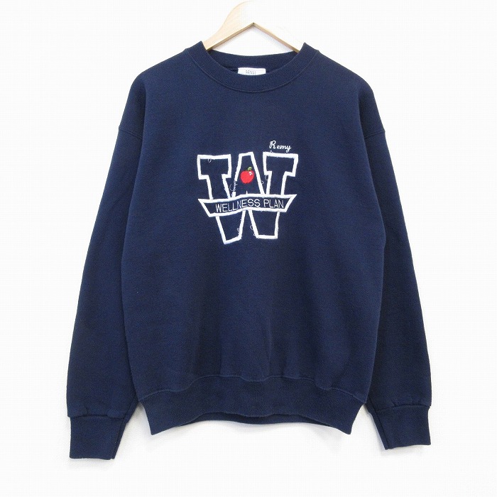 チャンピオン 90s 長袖スウェット W刺繍 ネイビー M | 古着